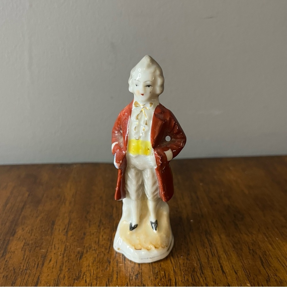 Made in occupied Japan Vintage Porcelain Figurine in Red Coat